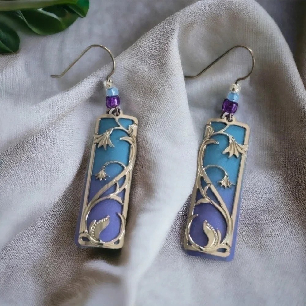 Ombre Floral Dangle Earrings
